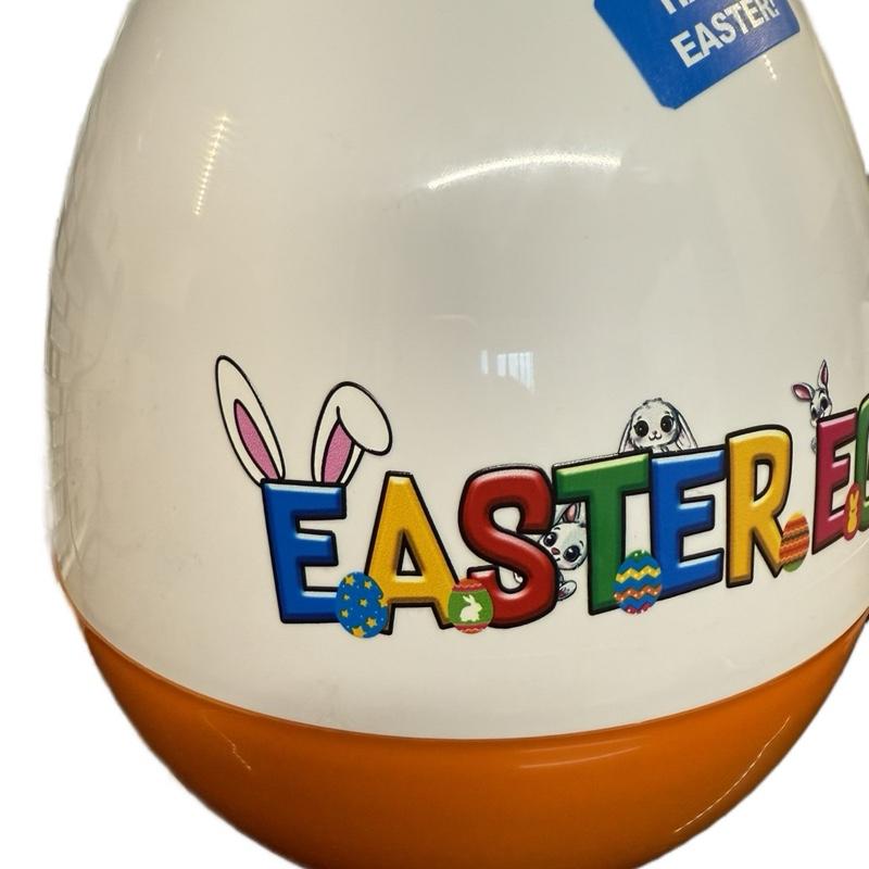 Personalised 16inch white and orange jumbo plastic egg (comes empty)