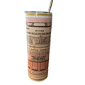 Makeup Themed 20oz Tumbler Double Walled Insulated with Lid and Straw - Pink Design with Text "Play with Risk" Drinkware Flasks Stylish Mug Bottles Water Bottles Portable Bottled