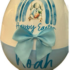 Personalised 16 inch Jumbo Plastic Storage Egg with Ribbon Bow and Bunny Design Perfect for filling with Easter Gifts