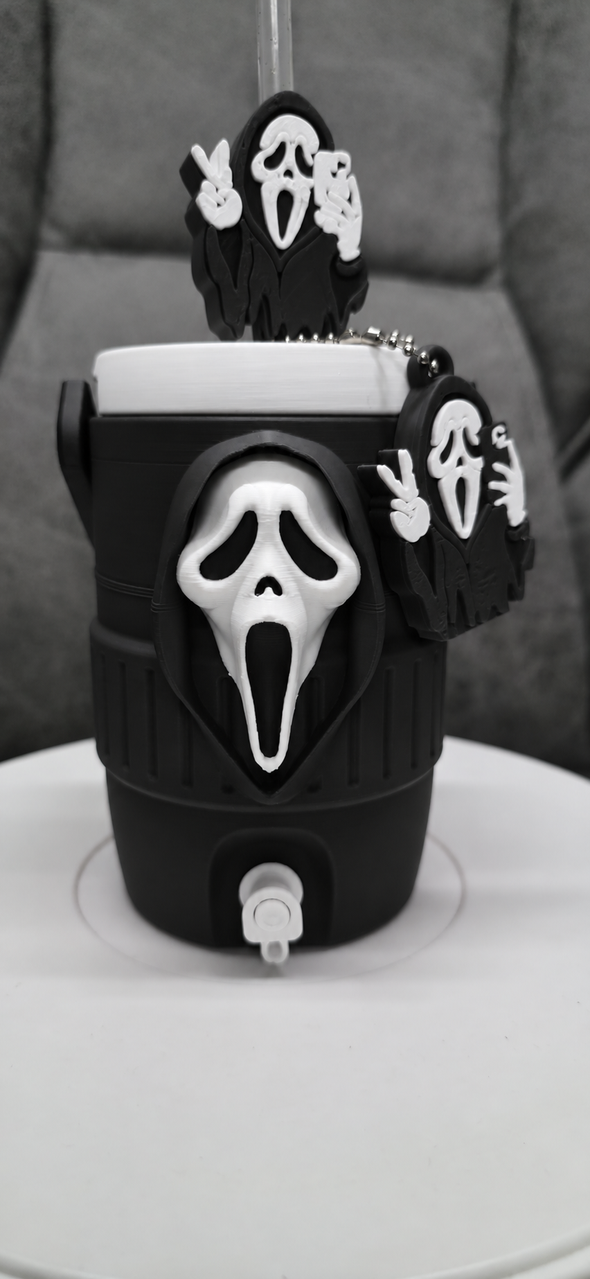 Blac or Pink Ghost Mask 3D Printed Can Cooler – 330ml