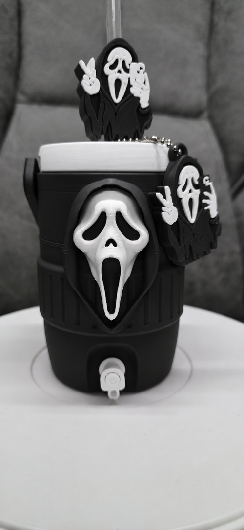 Blac or Pink Ghost Mask 3D Printed Can Cooler – 330ml