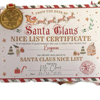 Santa Claus Nice List Certificate Personalised Printed on Thick Textured Quality Paper with Gold Medal Christmas Decoration