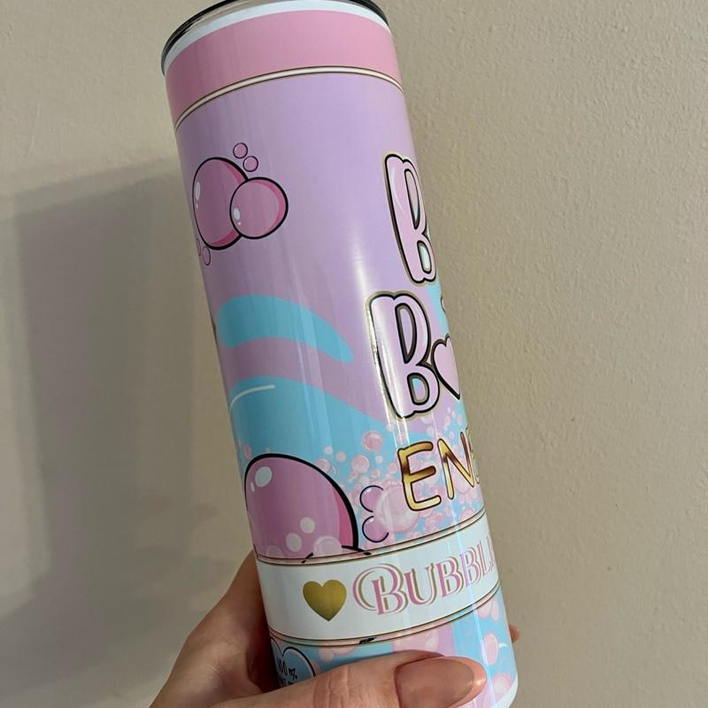 Lilac and blue 20oz personalised tumbler with lid and straw for hot and cold drinks