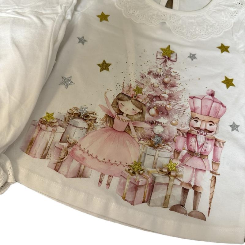 Young Girls Christmas Princess and Nutcracker Pyjamas Can Have Any Text Added with Festive Design and Stars