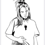Billie Pop Star 20 Pages Colouring Book for Music Lovers Featuring Iconic Green Hair and Rock Pose