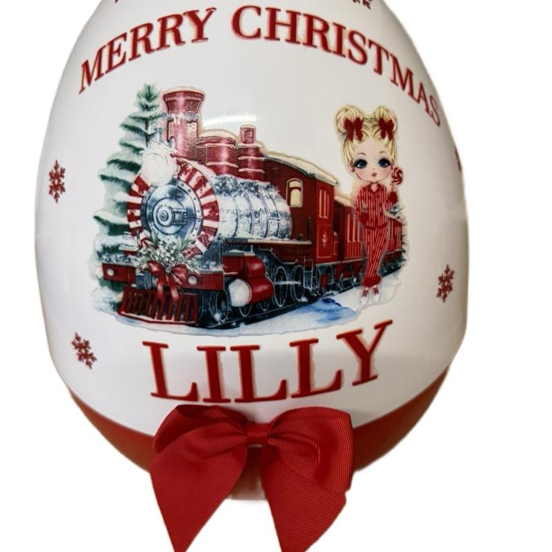 Personalised Christmas themed jumbo plastic egg