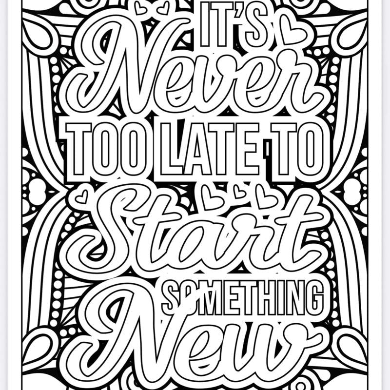 Adults Positive Affirmations Colouring Book - 21 Pages for Stress Relief and Relaxation