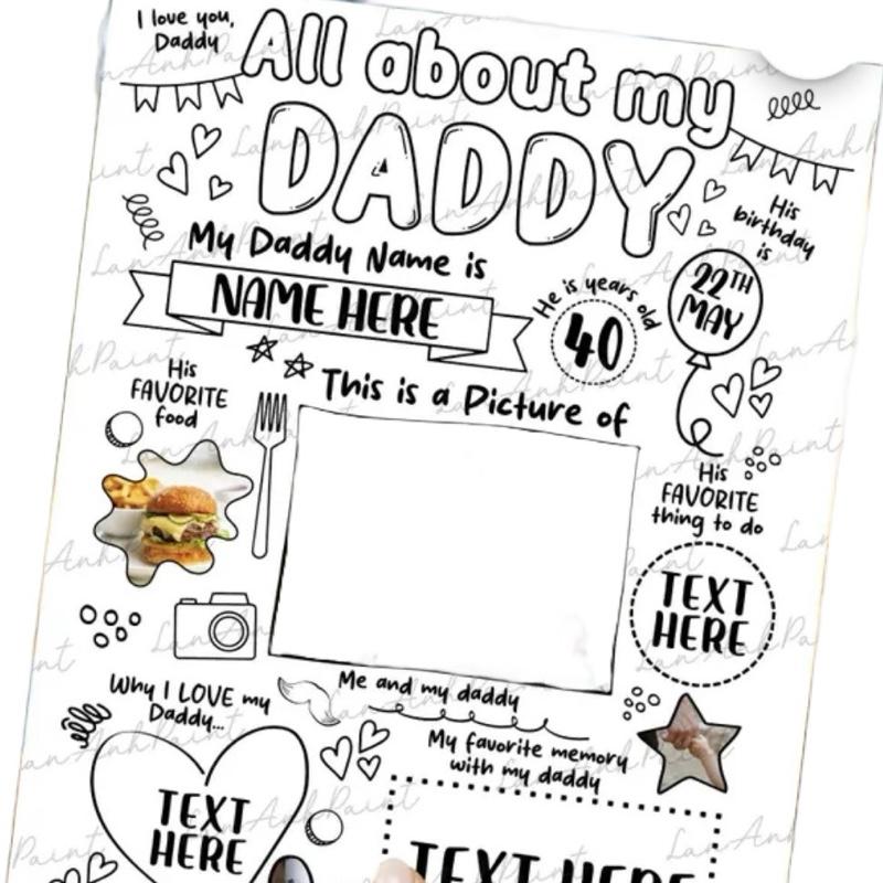 Pay what you can-Personalised Father's Day Print Gift - Customizable All About My Daddy Keepsake with Heartfelt Details
