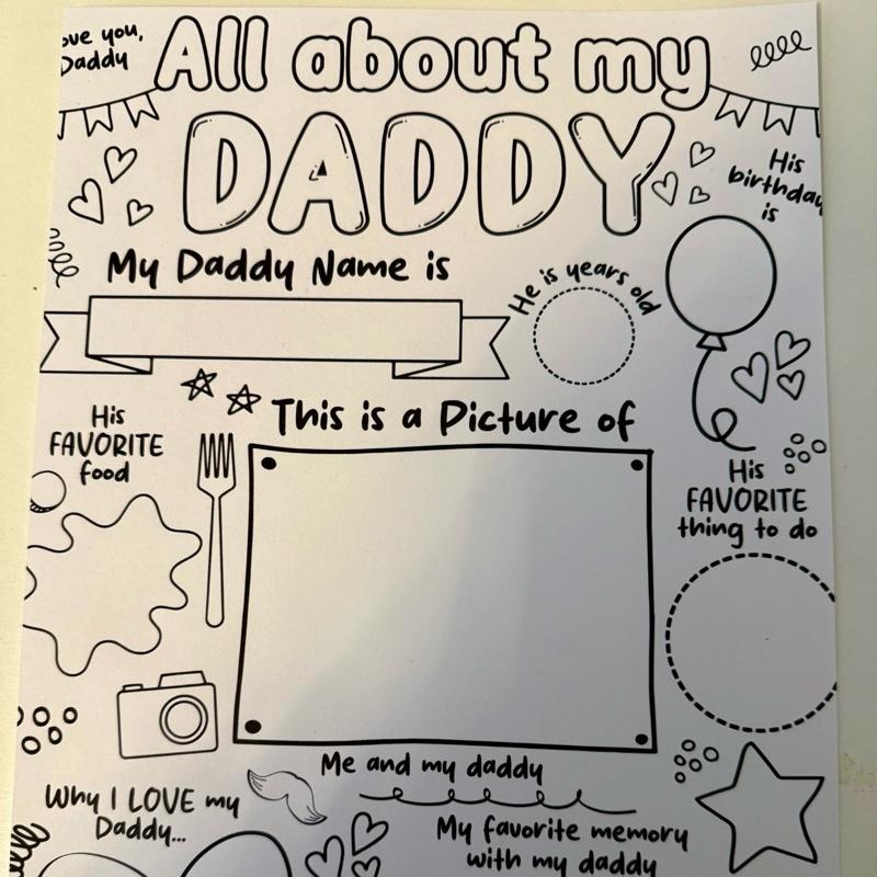 Pay what you can-Personalised Father's Day Print Gift - Customizable All About My Daddy Keepsake with Heartfelt Details