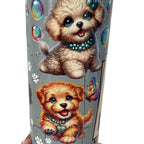 Don't Worry Be Happy Dog 20oz Tumbler for Hot and Cold Drinks with Lid and Straw British English Edition iced coffee