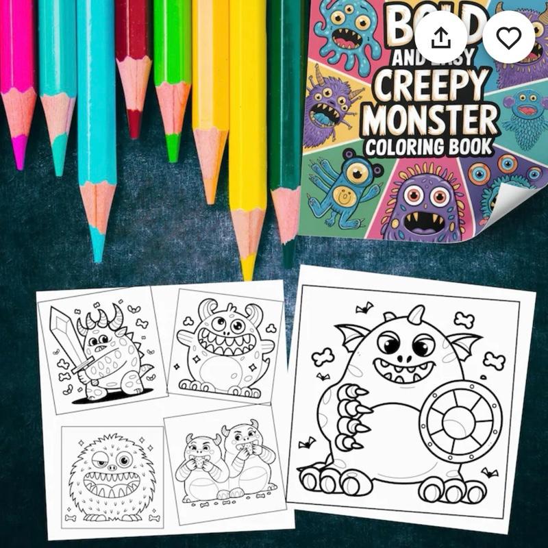 Bold and easy creepy monster colouring book
