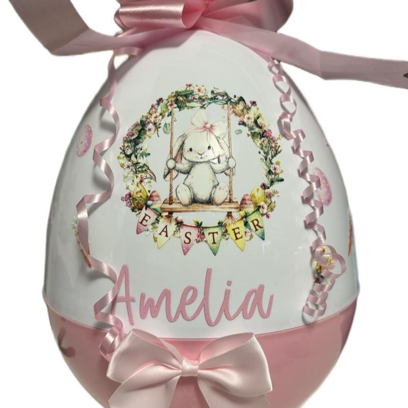 Giant plastic Easter egg perfect for filling with Easter gifts and can be reused over and over again. Fillable bunny plastic Easter egg