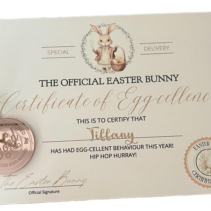 Easter certificate straight from the Easter bunny with medal