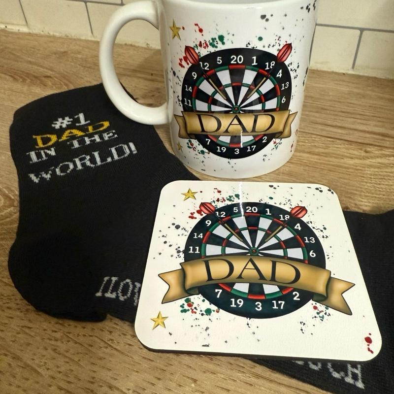 Father's Day Gift Set Including Mug Coaster and Socks for Fuzzy Dads Men's Socks Perfect Gifts for Dads
