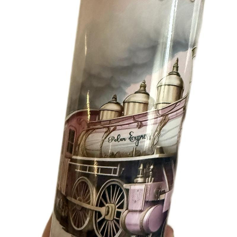 Express Train Christmas Themed Hot and Cold Drinks Tumbler with Lid and Straw Festive Design Drinkware Flasks Portable Mug Water Bottles Bottled