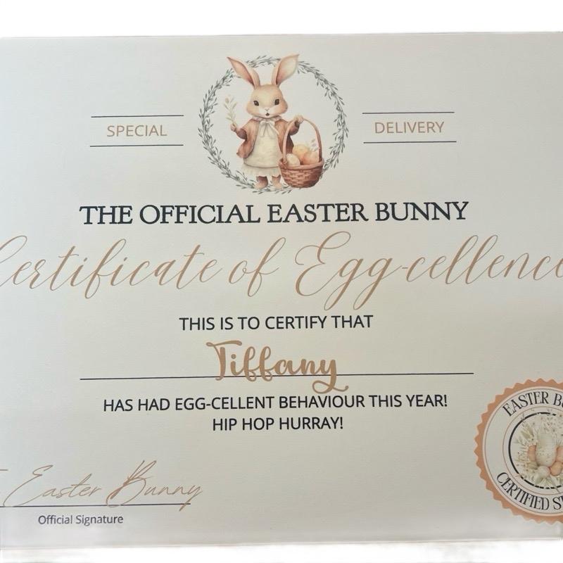 Easter certificate straight from the Easter bunny with medal