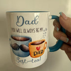 Dad 11oz Ceramic Mug with Blue Handle & Blue Inside Perfect Father’s Day Gift for Dad Stylish Drinkware Beverage Cup Reusable Washable Coffee tea