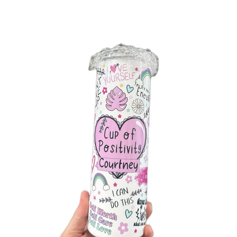 Cup of positivity 20oz tumbler with lid and straw