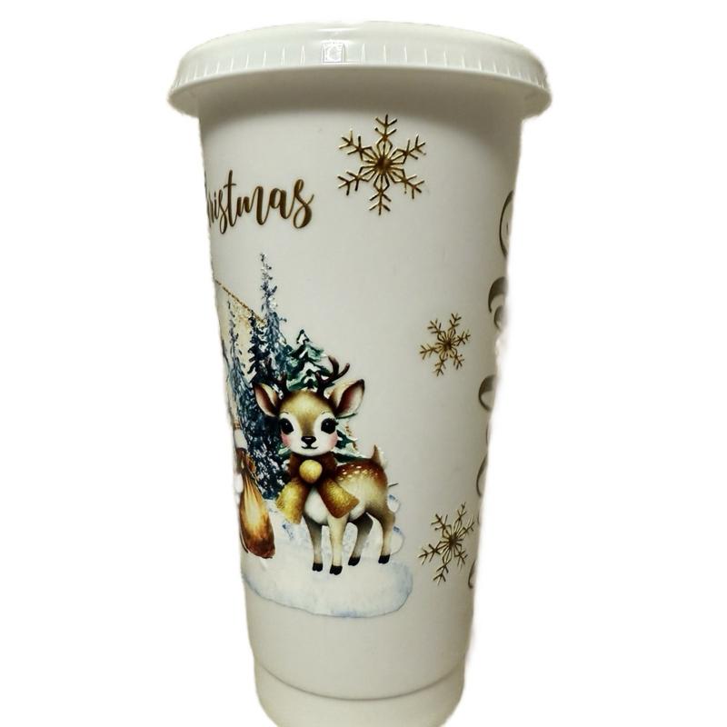 Christmas personalised cold cup with lid and straw Bottle Drinkware Water Bottles Reusable Portable Tumbler Washable Mug