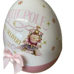 Northpole Express Delivery Personalised Christmas themed Jumbo Plastic Egg with Lapland Design & Pink Bow