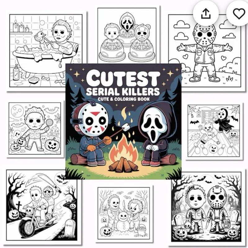 Funny horror colouring books 3 to choose from cute serial killer, spooky stoner and Halloween stoner