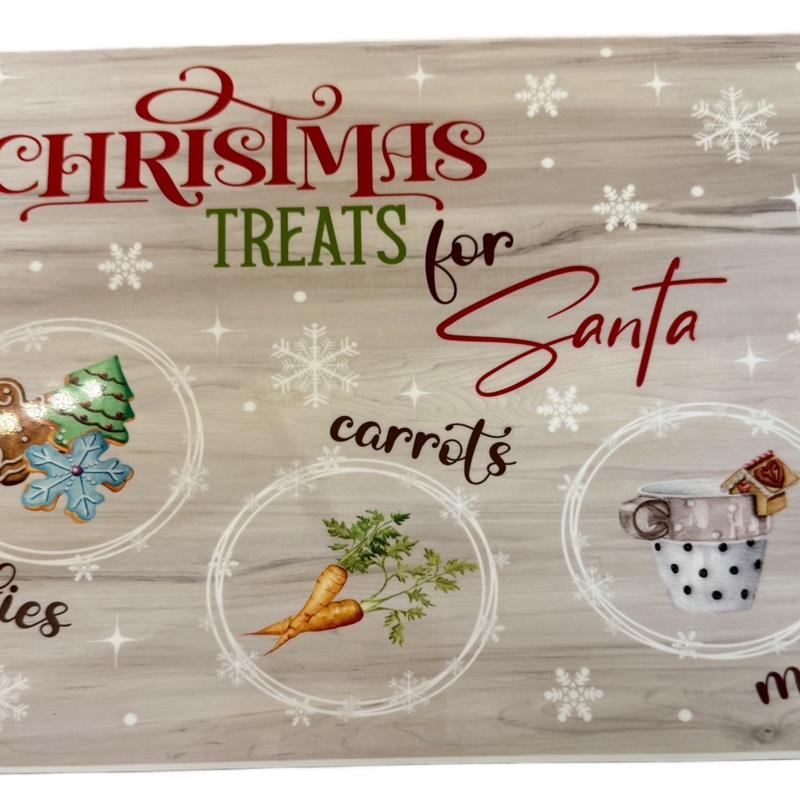 Personalised Santa Treat Board for Christmas Eve with Carrots and Cookies Design for Festive Fun