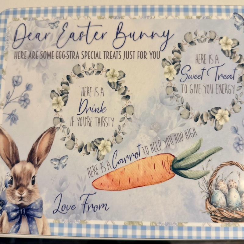 Easter rabbit board to leave out for the Easter bunny