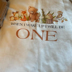 Woodland animals themed personalised when I wake up, birthday pyjamas, cute pyjamas, birthday with age on pyjamas. Message me or leave a note at checkout with name and age to add on