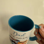 Dad 11oz Ceramic Mug with Blue Handle & Blue Inside Perfect Father’s Day Gift for Dad Stylish Drinkware Beverage Cup Reusable Washable Coffee tea