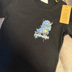 Dinosaur T-shirt with Small Pocket Sized Image on Front and Large Prehistoric Edition Image on Back. Made with organic cotton