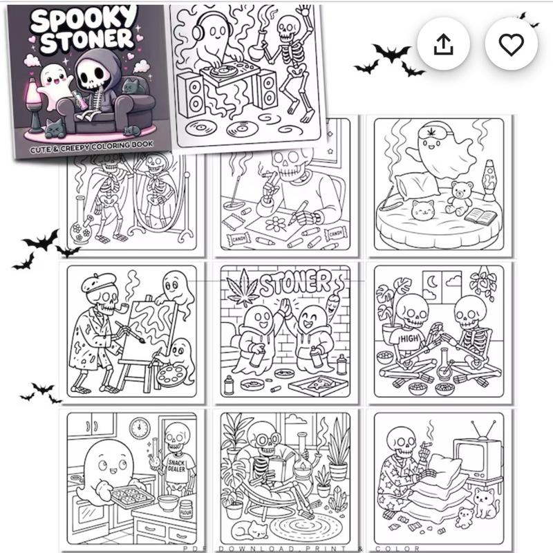 Funny horror colouring books 3 to choose from cute serial killer, spooky stoner and Halloween stoner
