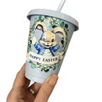 Easter Bunny Themed Cold Cup Personalised with Name Available in 2 Colours and 2 Sizes Perfect for Easter Celebrations