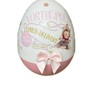 Northpole Express Delivery Personalised Christmas themed Jumbo Plastic Egg with Lapland Design & Pink Bow