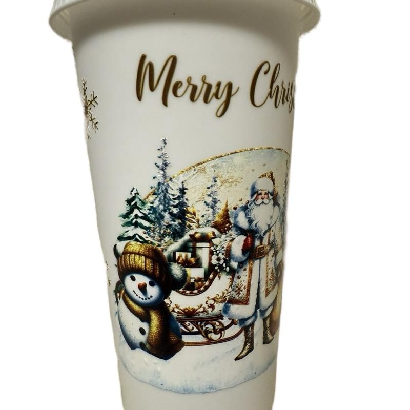 Christmas personalised cold cup with lid and straw Bottle Drinkware Water Bottles Reusable Portable Tumbler Washable Mug