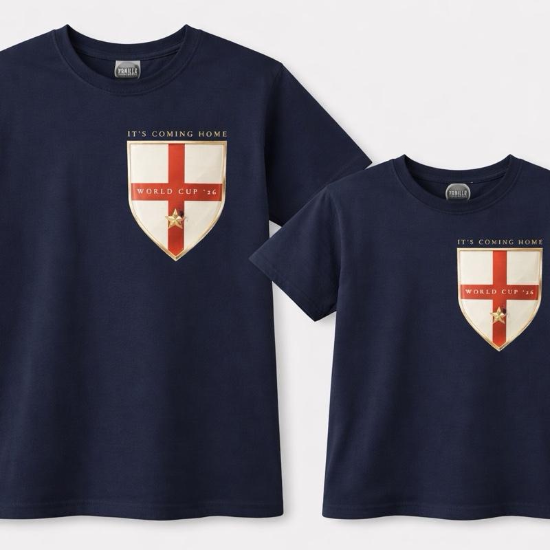 Adults and childrens football themed t shirts in support of the 2026 World Cup