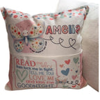Cute personalised butterfly pocket book cushion. Children’s reading cushion. Cute nursery cushion