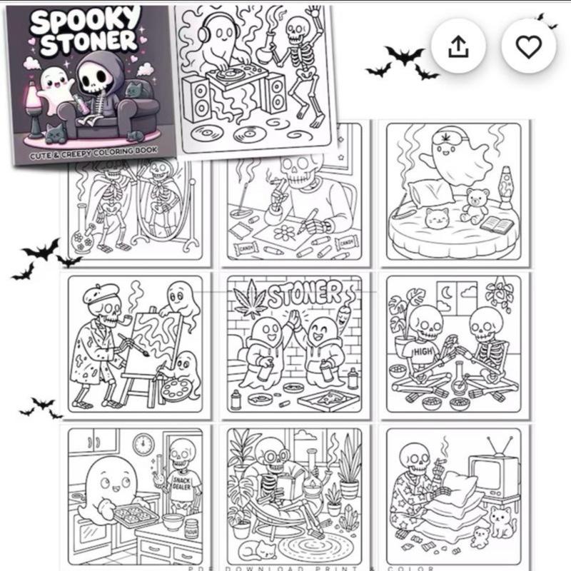 Spooky stoners adult colouring horror book