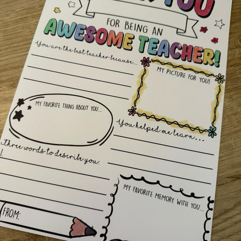 Pay what you can- Teacher print out that you can do together making it a very personal teachers  gift. End of term teachers gift. Personalised teachers gift. DIY gift for teachers. Teachers keepsake gift
