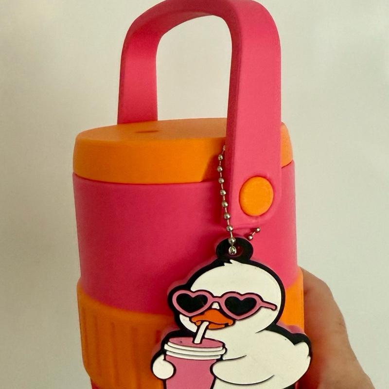 Pink and orange can cooler, can holder with can opener and straw topper. Name can be added if send me name in message after ordering or leave a note at checkout