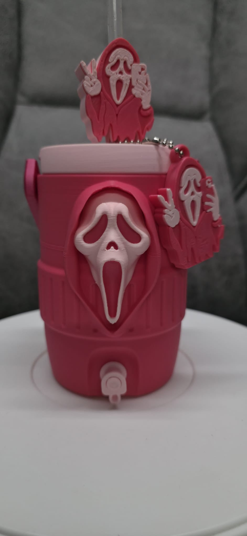 Pink Ghost Mask 3D Printed Can Cooler – 330ml