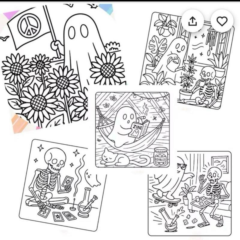 Spooky stoners adult colouring horror book