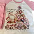 Pink Personalised Christmas Eve Pyjamas Long Sleeved Top and Trousers with Santa Design Close Your Eyes Sleep Tight