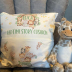 Personalised Bed time story let’s go on an adventure pocket cushion. Safari cushion, nursery cushion, pillow