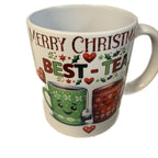 Merry Christmas Best Tea White Mug Perfect Christmas Gift for Your Best Friend Festive Design