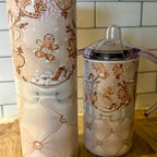 Christmas Themed Tumblers with Lid and Straw in 20oz and 12oz Sippy Cups Featuring Festive Gingerbread Design Bottle Drinkware Water Bottles Insulated Bottled Portable Washable Reusable Flasks