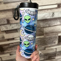 Personalised 20oz Alien Space Planets Tumbler with Lid and Straw for Hot and Cold Drinks - Perfect for Space Enthusiasts Insulated Colorful