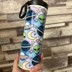 Personalised 20oz Alien Space Planets Tumbler with Lid and Straw for Hot and Cold Drinks - Perfect for Space Enthusiasts Insulated Colorful