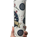 Darts Themed 20oz Tumbler for Hot and Cold Drinks with Lid and Straw Dad Gift Idea can have any name