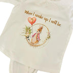 When I wake up. Cute rabbit frilly pyjamas. Personalised with name and age.