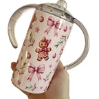 Pink gingerbread double walled insulated tumbler 20oz with flat lid and straw and sippy cup 12oz  Drinkware Bottles Flasks Insulation Mug Bottled Portable